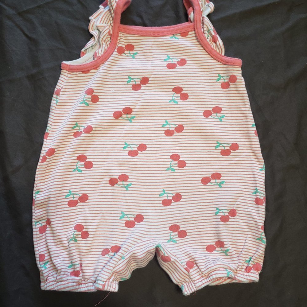 Tank Top Onesie Cherry Pink White Stripe Pattern Rococo 18 Month 100% Cotton